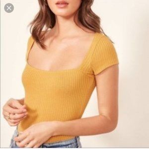 Reformation Yellow Square Neck Top